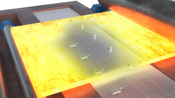 layout arrangement of eddy current sensors mounted under hot metal plate during production