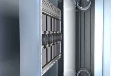 3D representation of the eddy current sensors mounted in the zinc coating application